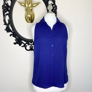 Coincidence & Chance Dark Blue Sleeveless Button Up Blouse